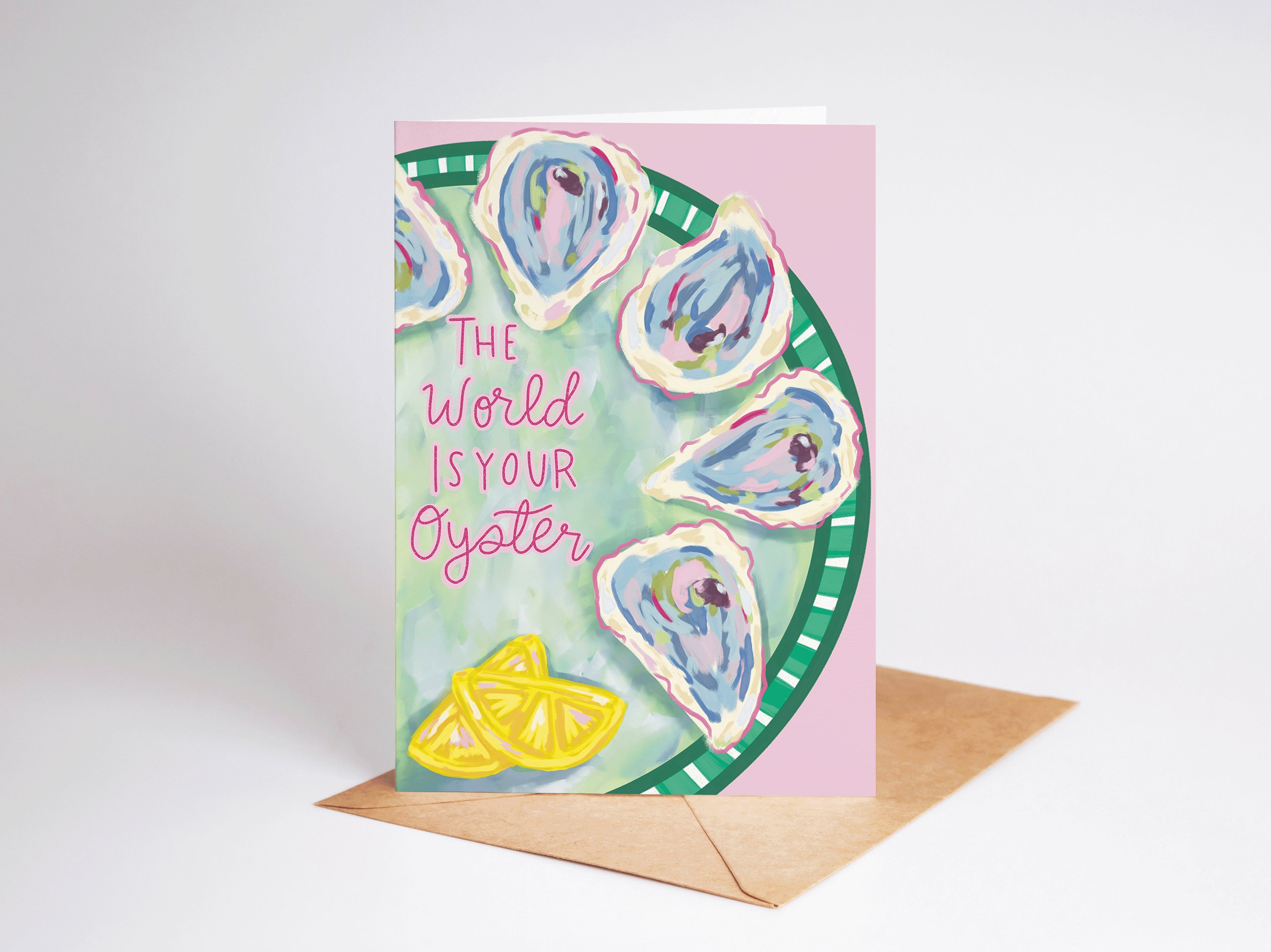 The World Is Your Oyster Beach Coastal Greeting Card