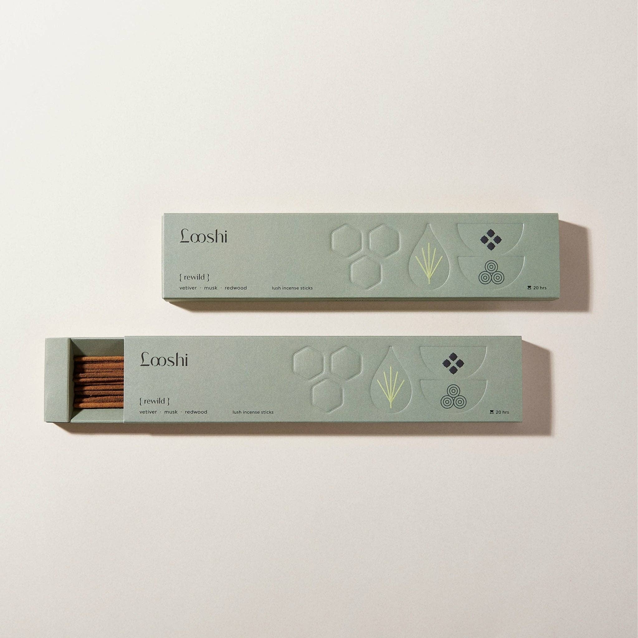 REWILD Natural Incense Sticks with Vetiver, Musk, Redwood