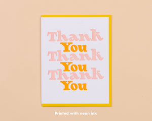 Thank You X3 Letterpress Greeting Card: Single Card