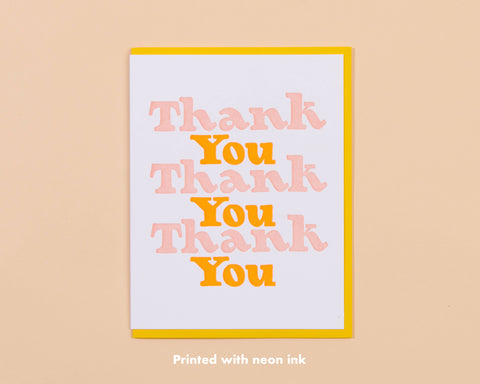 Thank You X3 Letterpress Greeting Card: Single Card