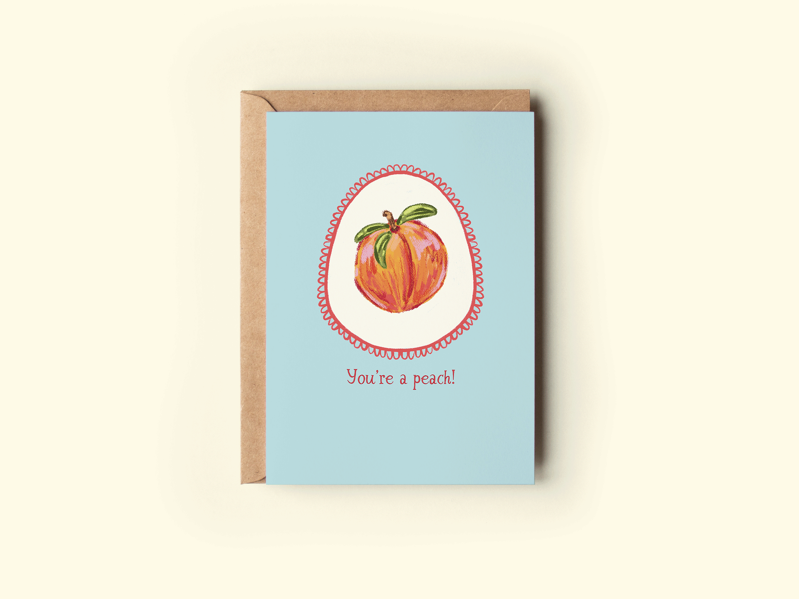 You're a Peach! Fruit Thanks Friendship Greeting Card