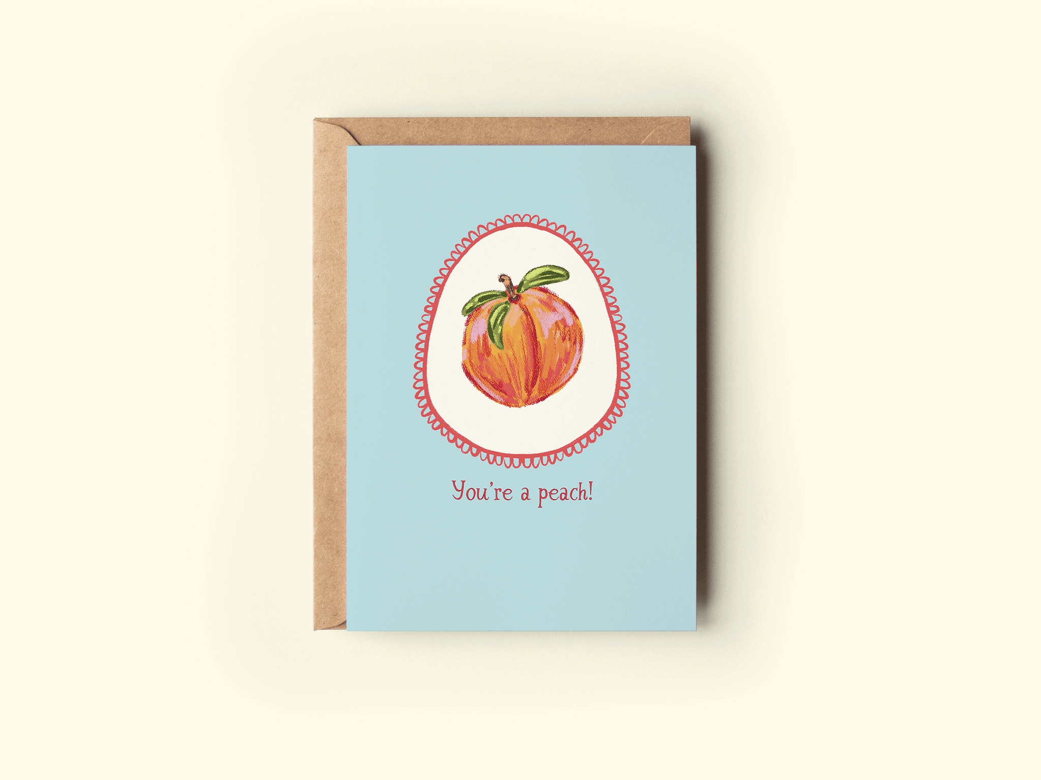 You're a Peach! Fruit Thanks Friendship Greeting Card