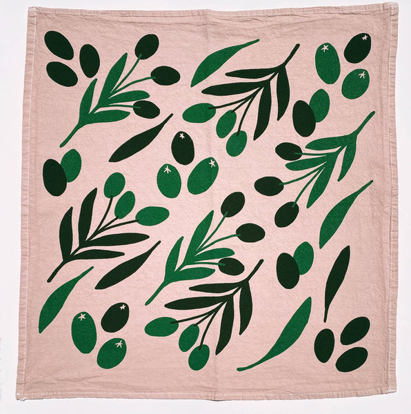Olive Toss Camel 20" Tea Towel - 100% Cotton