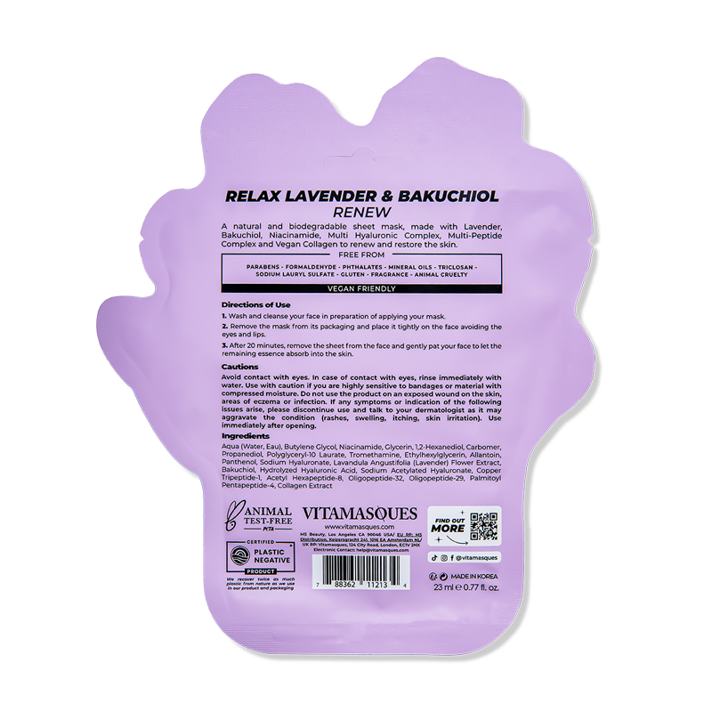 RELAX LAVENDER & BAKUCHIOL FACE SHEET MASK 🪻