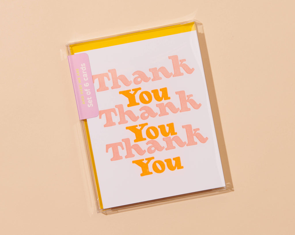 Thank You X3 Letterpress Greeting Card: Single Card