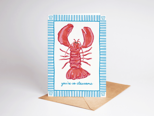 You're So Clawsome Lobster Beach Coastal Greeting Card