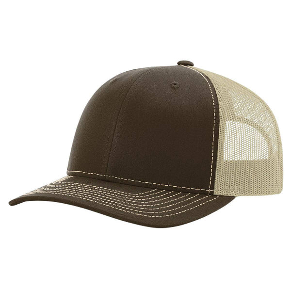 Richardson 112 Classic Premium Trucker Hat, Snapback Cap: Biscuit/True Blue