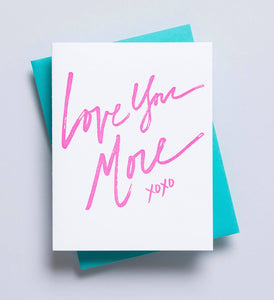 Love You More Card - Neon Valentine's Day Card for Boyfriend