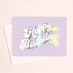 Happy Birthday Rays Holographic Foil Card