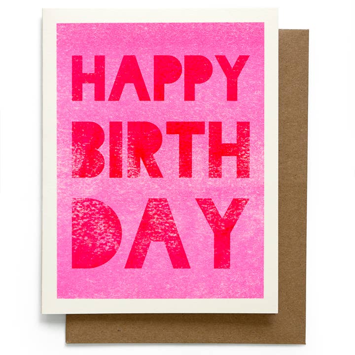 Pink and Red Happy Birthday Card