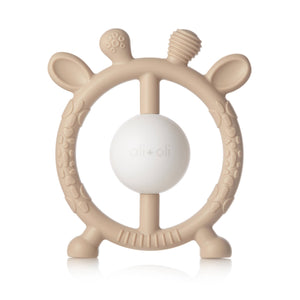 Giraffe Teether & Rattle Food-Grade Silicone Toy (Taupe)