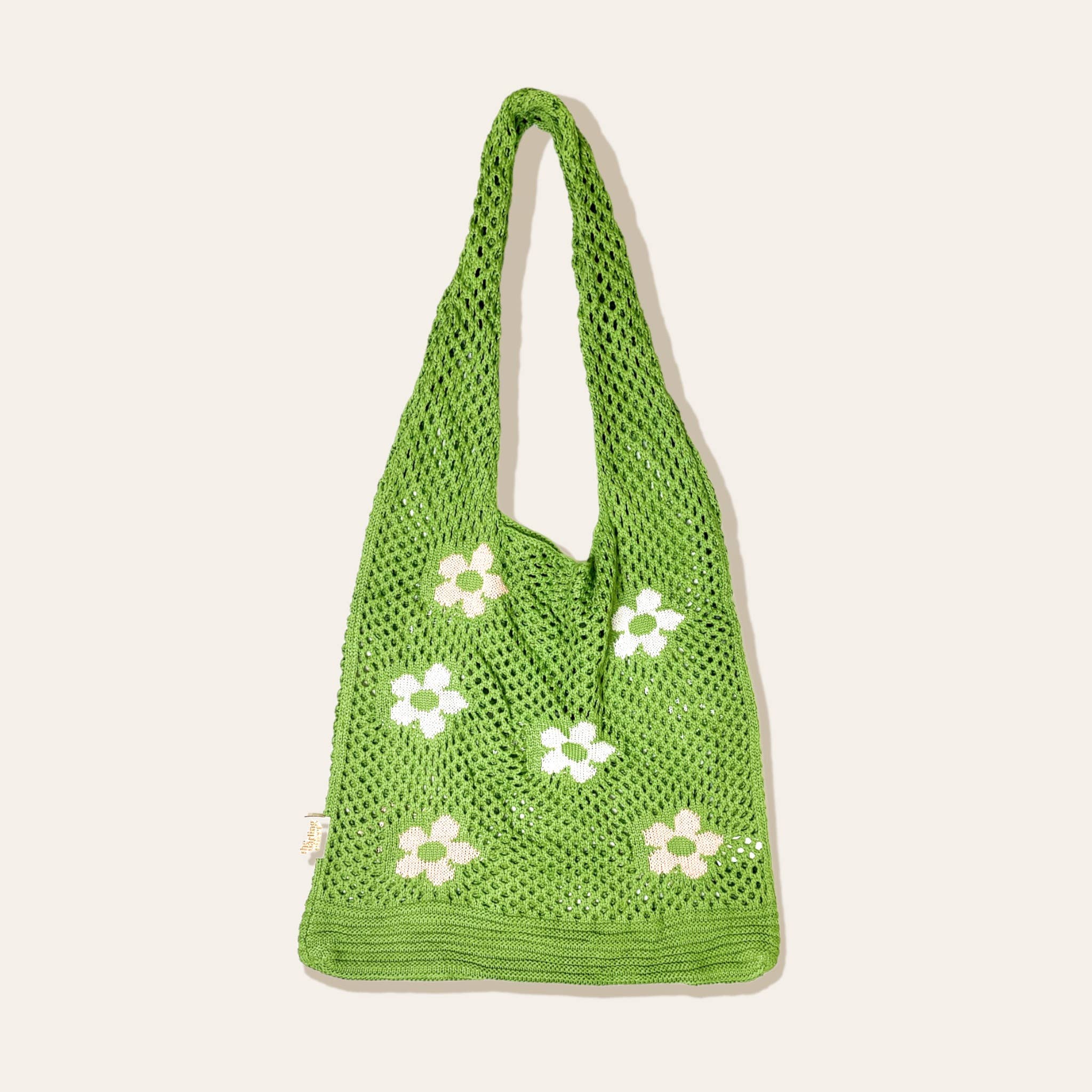 NEW! Floral Crochet Slouchy Shoulder Bag - Spring Green