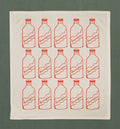 Red Beveragino Tea Towel Natural Unbleached Fabric