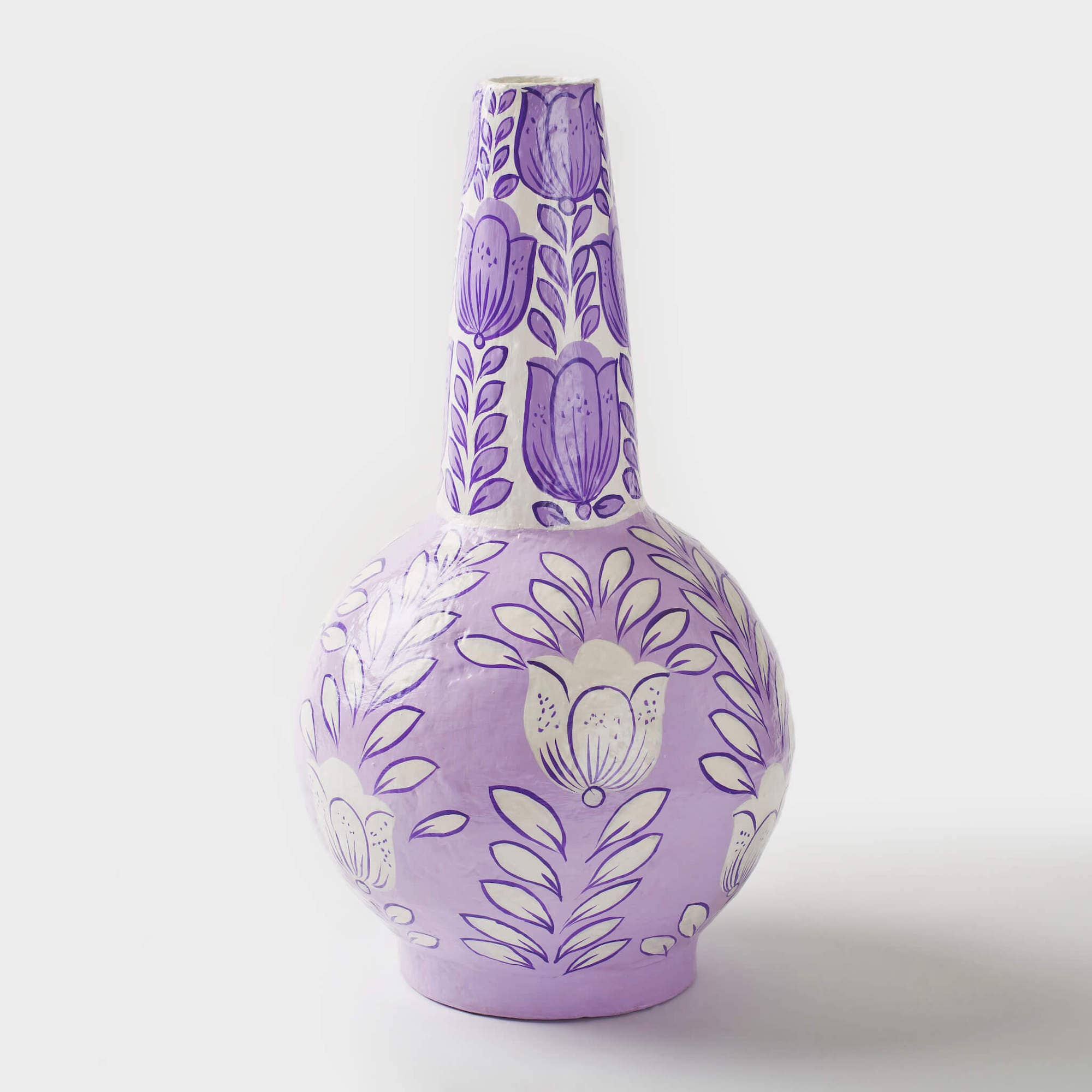 Purple Handmade Tulip Paper Mache Vase