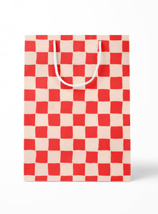 Red Checkered Medium Paper Gift Bag