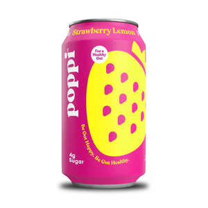 poppi, Strawberry Lemon, A Healthy Sparkling Prebiotic Soda