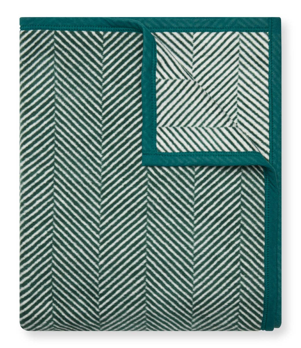 Harborview Herringbone Hunter Green Blanket