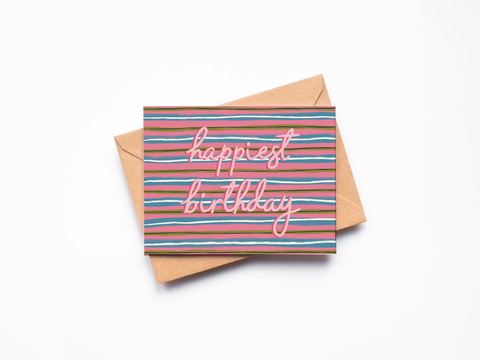 Happiest Birthday Stripe Card