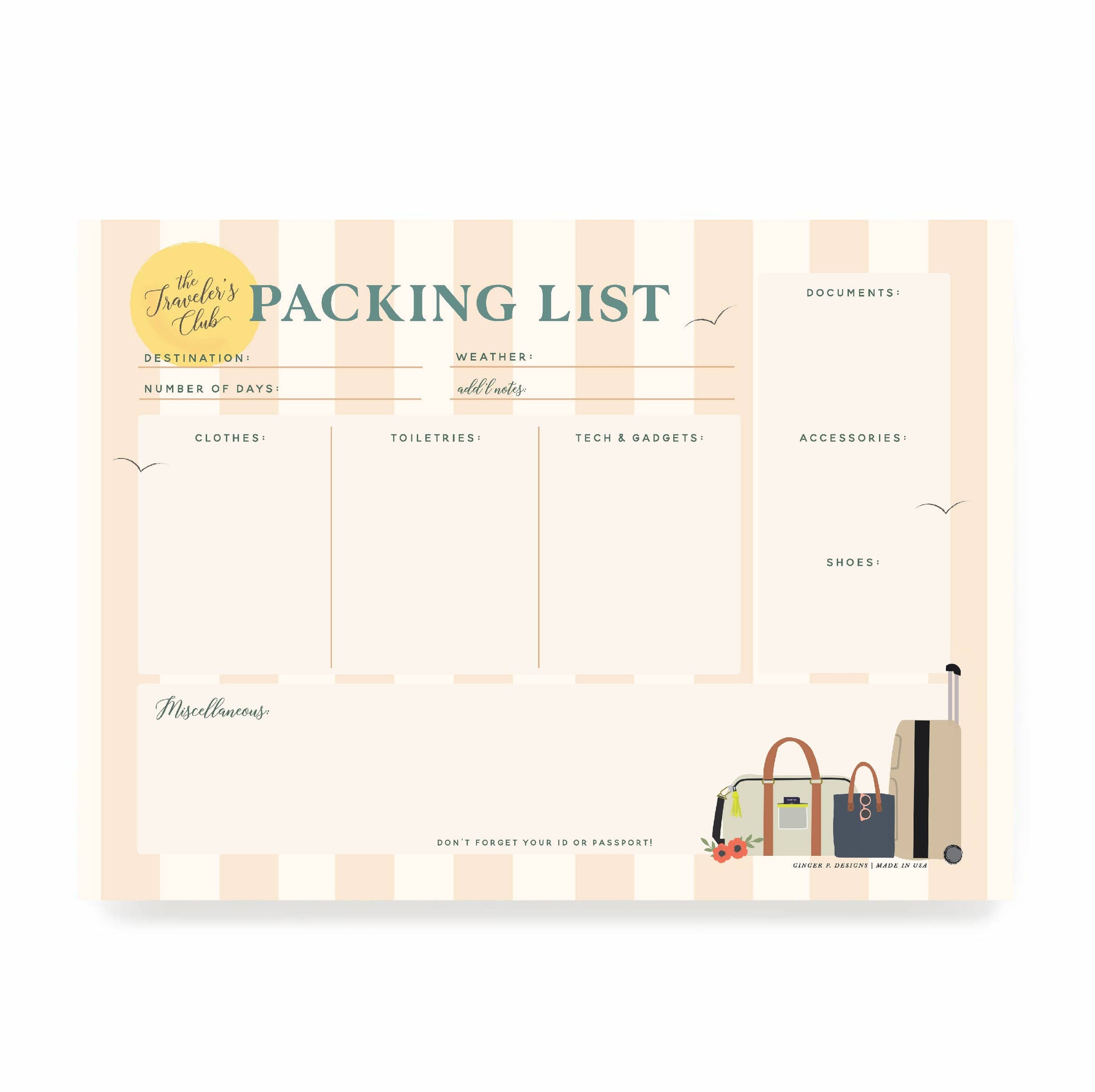 Traveler's Packing ListNotepad