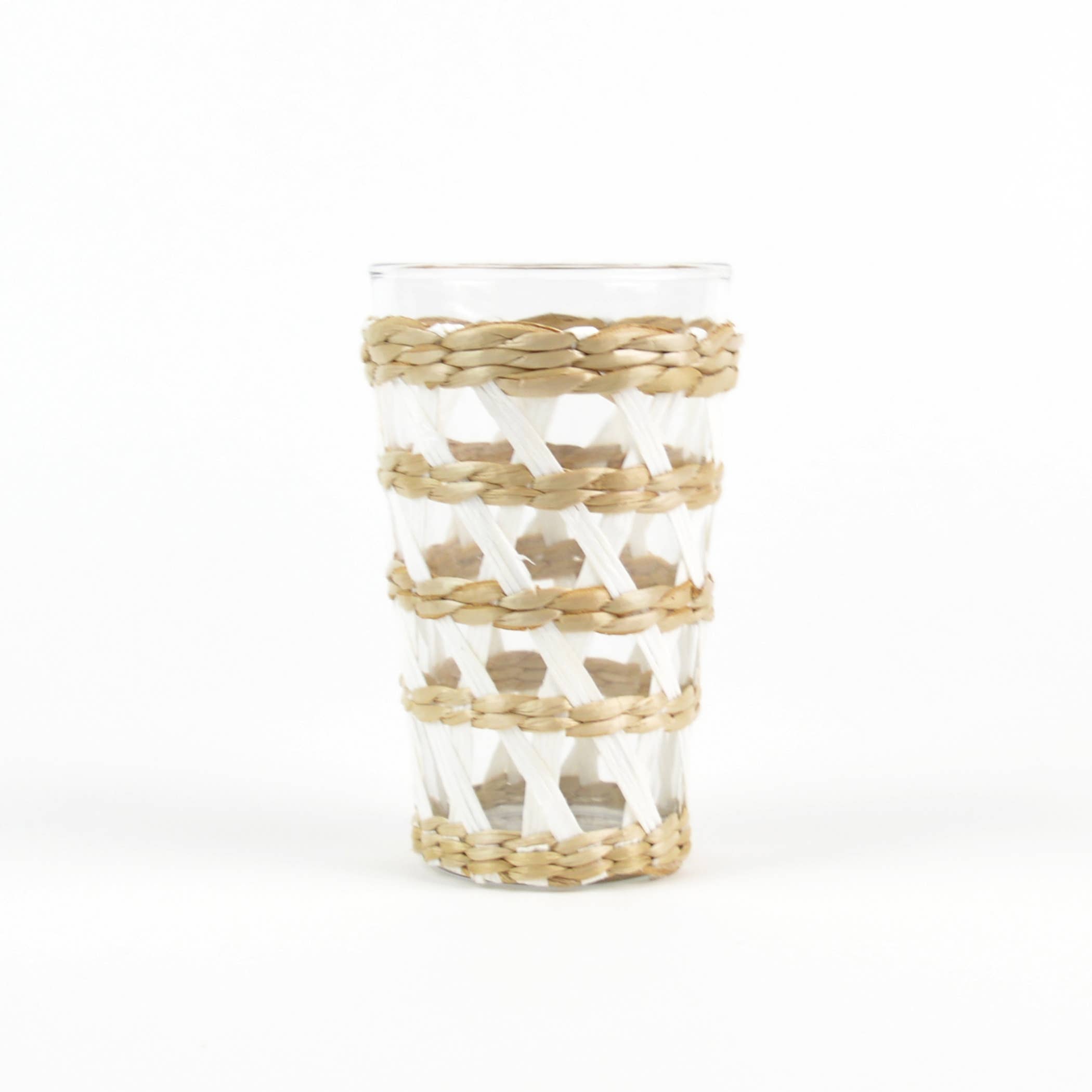 White Rattan Tumbler Glass