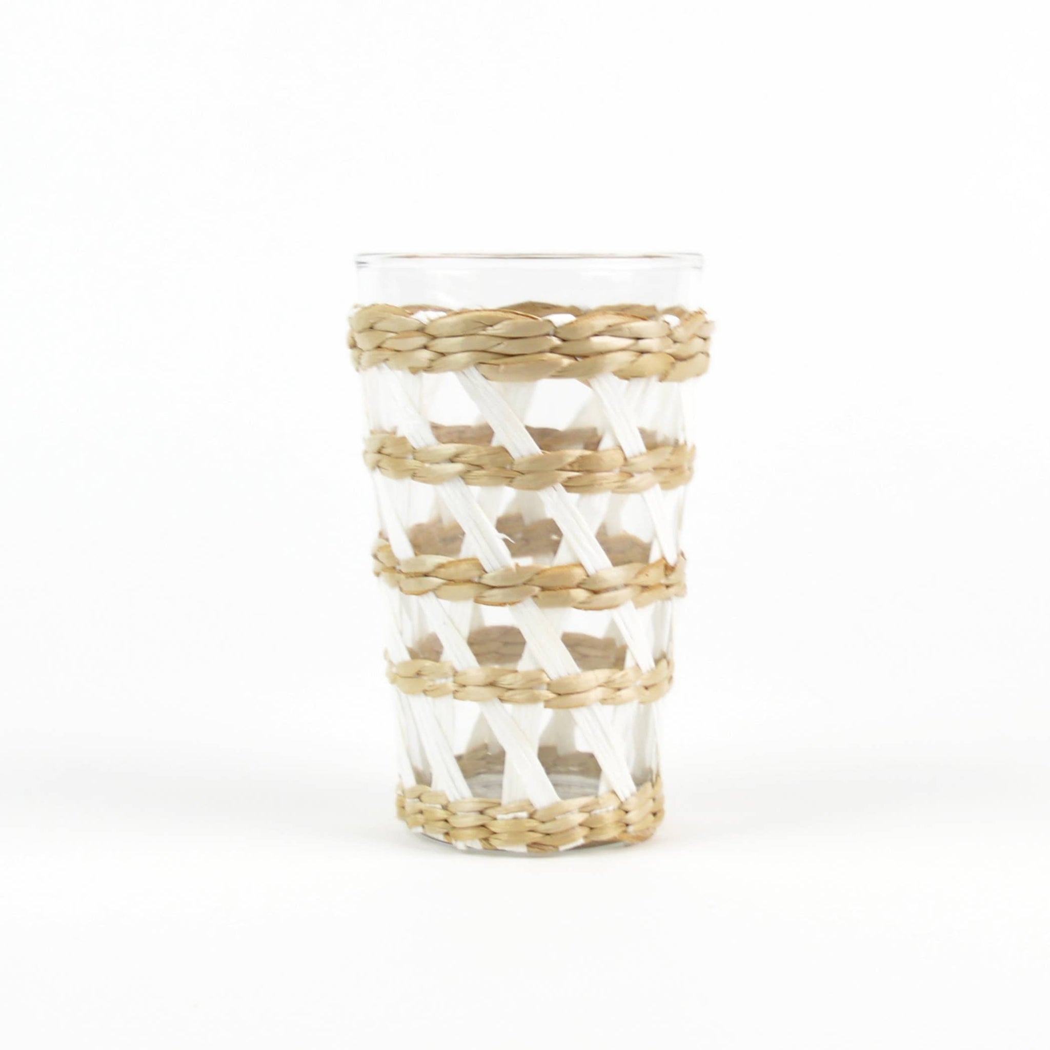 White Rattan Tumbler Glass