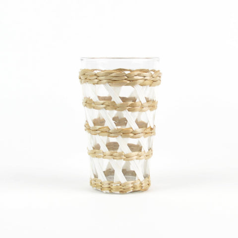 White Rattan Tumbler Glass