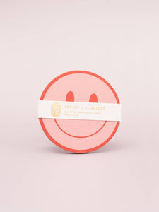 Peach and Tomato Smile Coasters - Set of Four