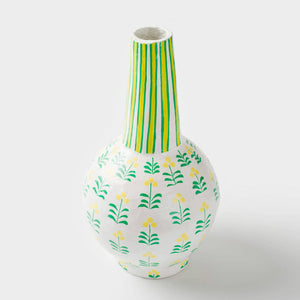 Green and Yellow Handmade Meadow Paper Mache Vase