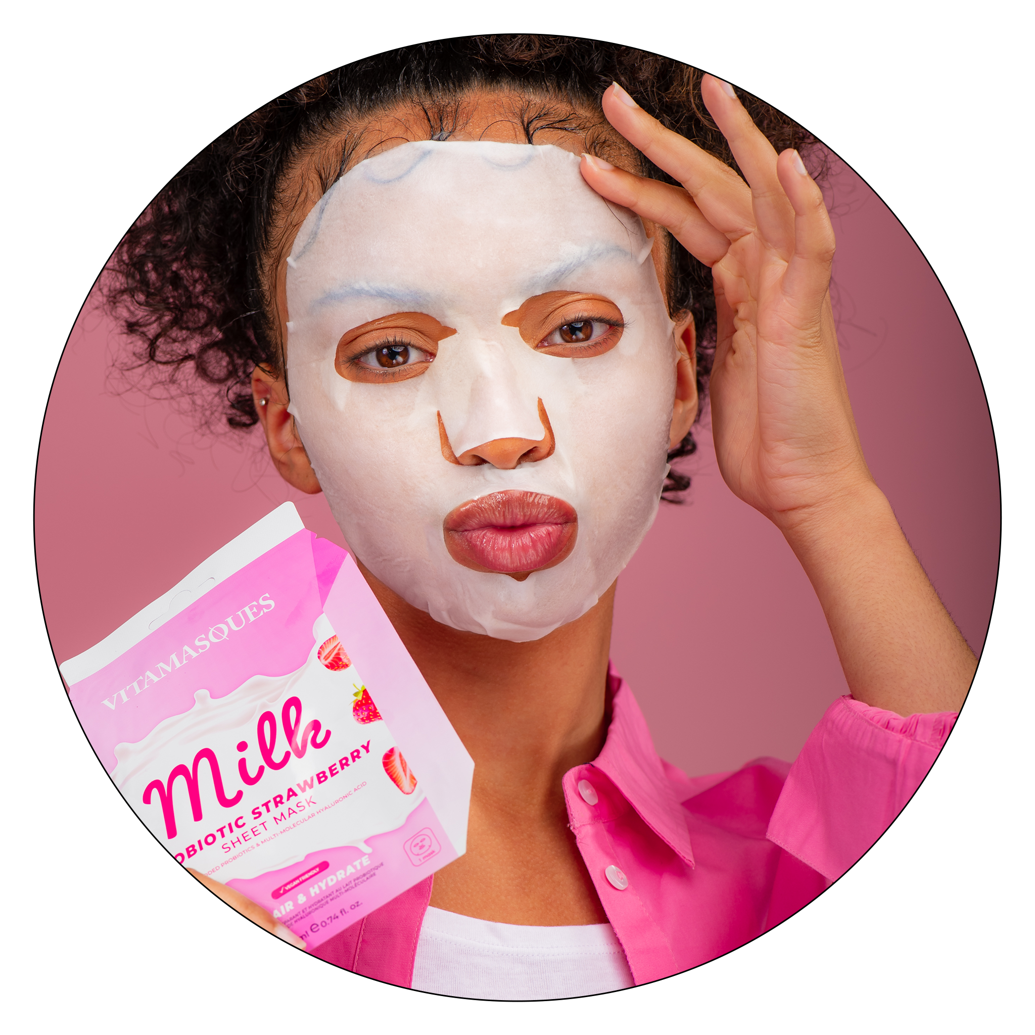 Milk Probiotic Strawberry Face Sheet Mask