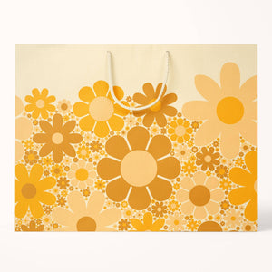 Retro Flower Gift Bag - Yellow
