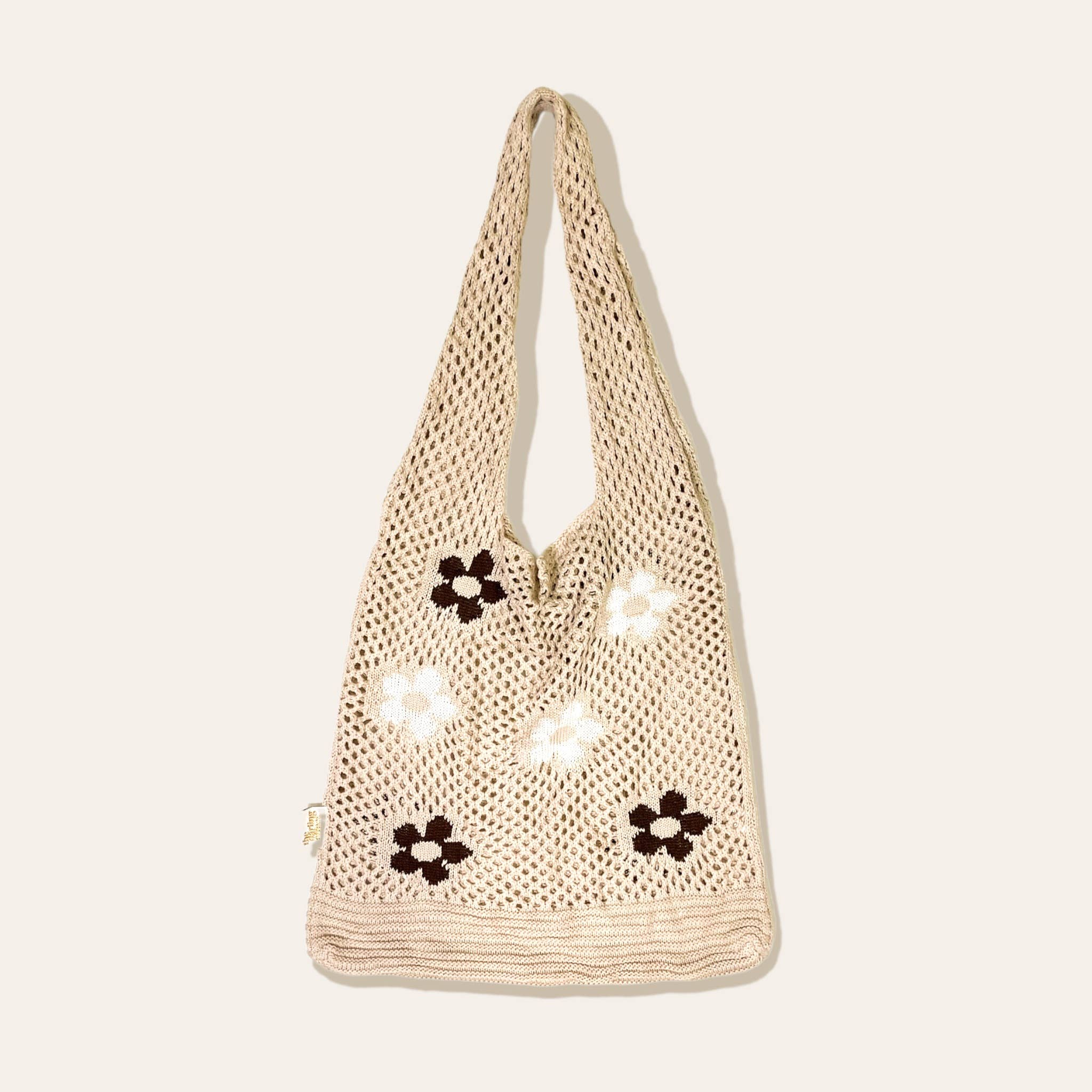 NEW! Floral Crochet Slouchy Shoulder Bag - Mocha