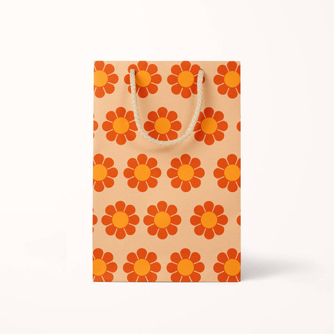 Retro Flower Gift Bag - Orange