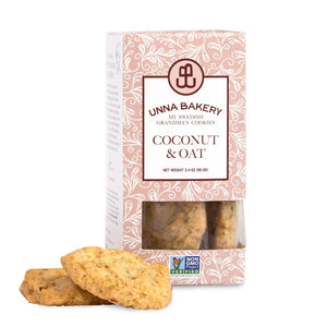 Coconut Oat Butter Cookie Box, a gourmet cookie treat/snack