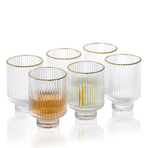 Gold Rimmed Ribbed Glass