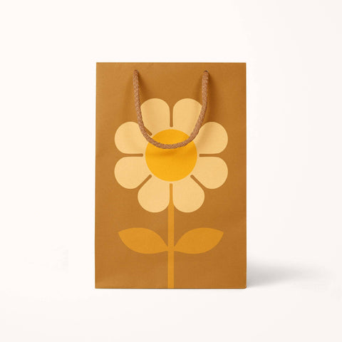 Retro Flower Gift Bag - Yellow