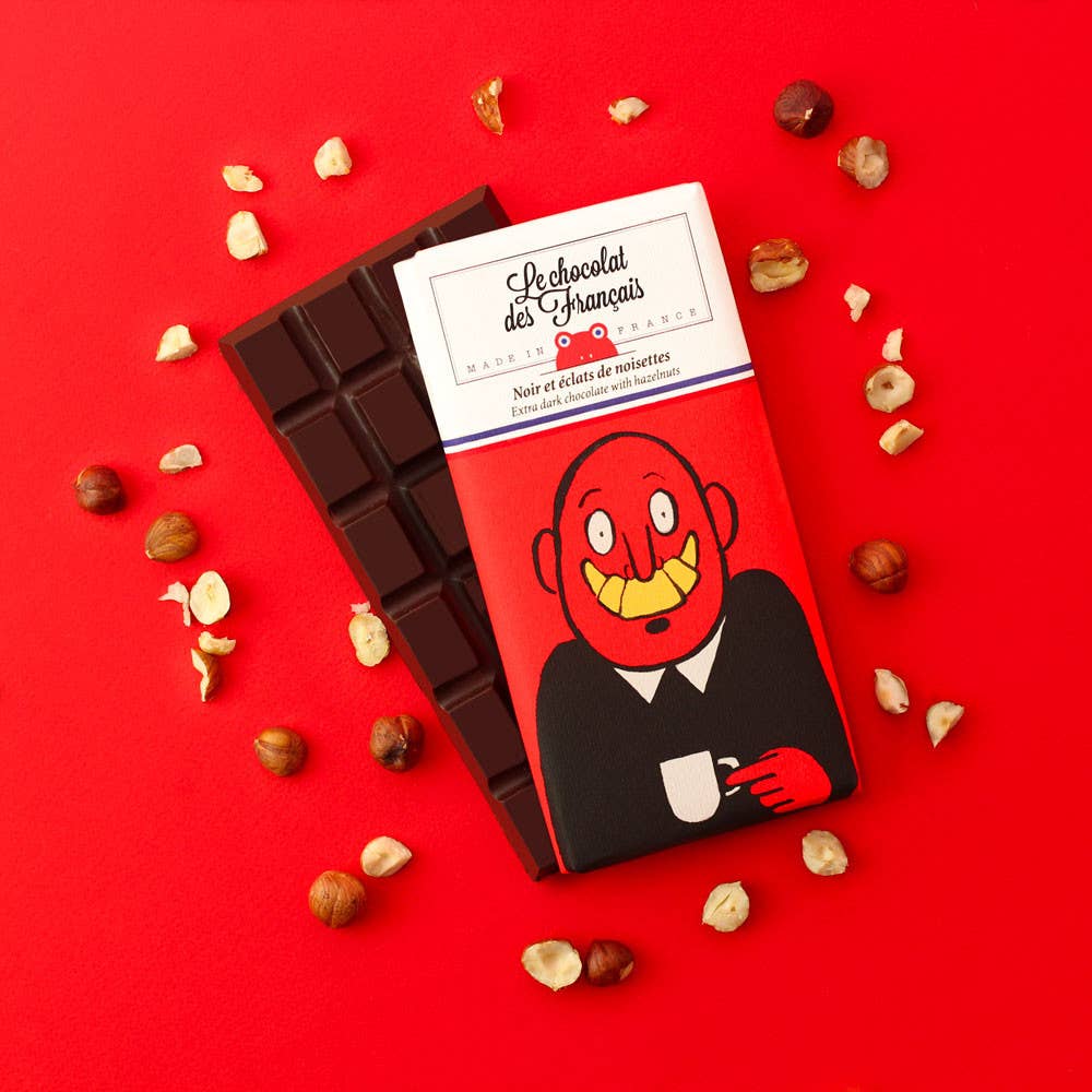 Le Chocolat des Francais Dark Chocolate Bar W/ Hazelnuts