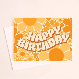 Happy Birthday Flowers Card - Yellow