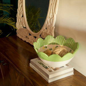 Meadow Paper Mache Scalloped Bowl