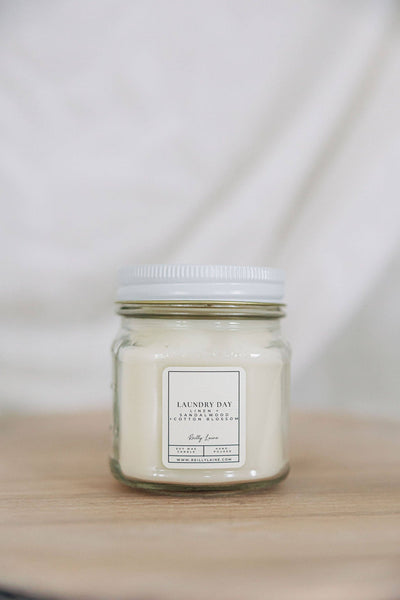 Laundry Day Candle: SM. MASON JAR 8OZ.