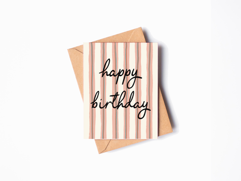 Happy Birthday Pink Stripe Card