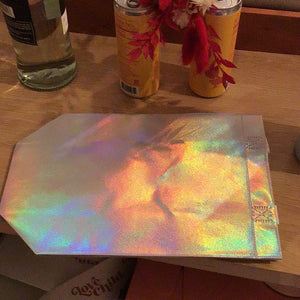 Iridescent silver reusable bag